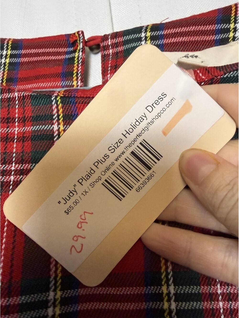NWT Entro Judy Puff Sleeve Red Plaid Ruffle Tiered Mini Dress Size 1X Retail $78 - Picture 8 of 9